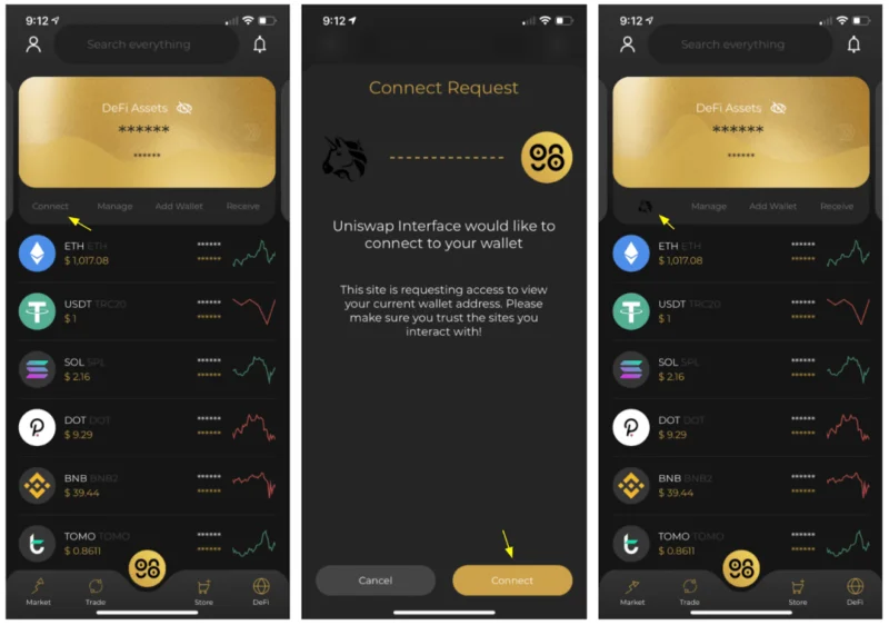 Instrucciones para conectar Coin98 Wallet con Uniswap