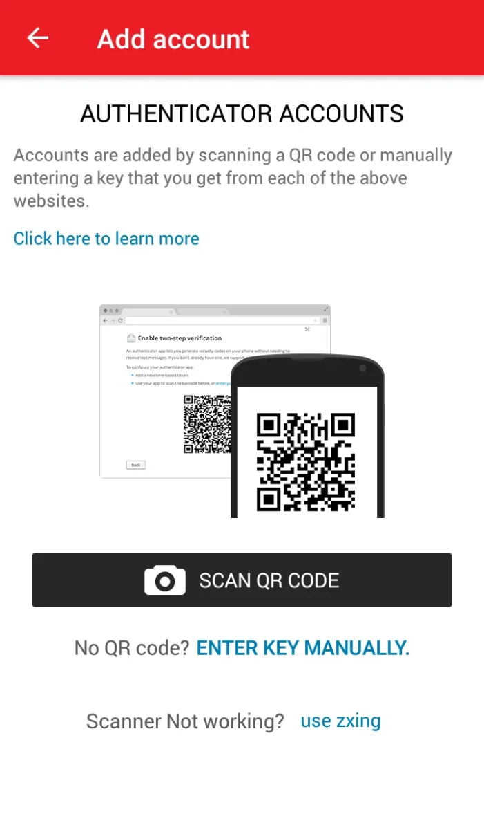 Menambahkan akun baru di Authy