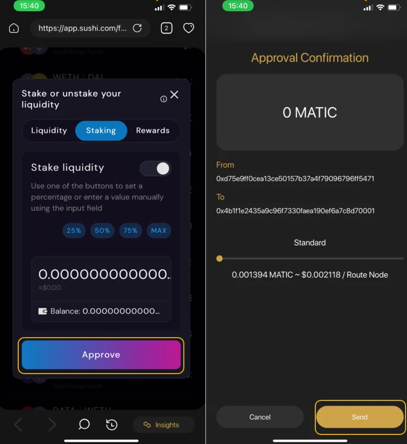 Instrucțiuni pentru utilizarea SushiSwap direct pe Coin98 Super App