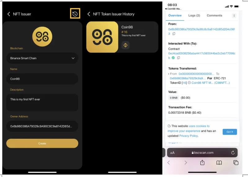 Coin98 Super App NFT Issuer - Crea tu propio NFT en 5 sencillos pasos
