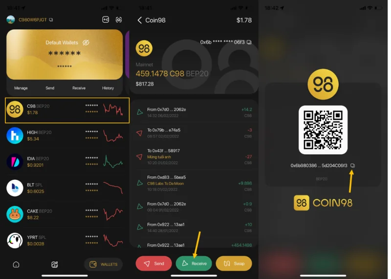 ¿Qué es la billetera Coin98?  Cómo usar la función Wallet en Coin98 Super App de AZ
