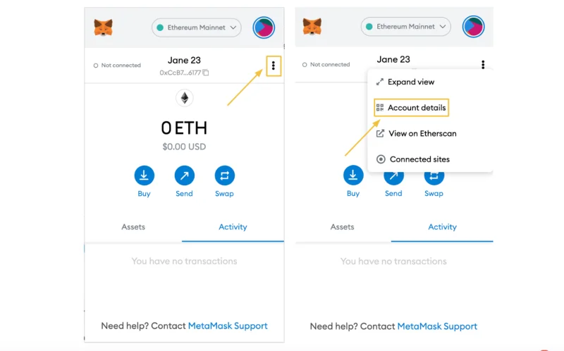 如何將 Metamask 錢包導入 Coin98 錢包的說明