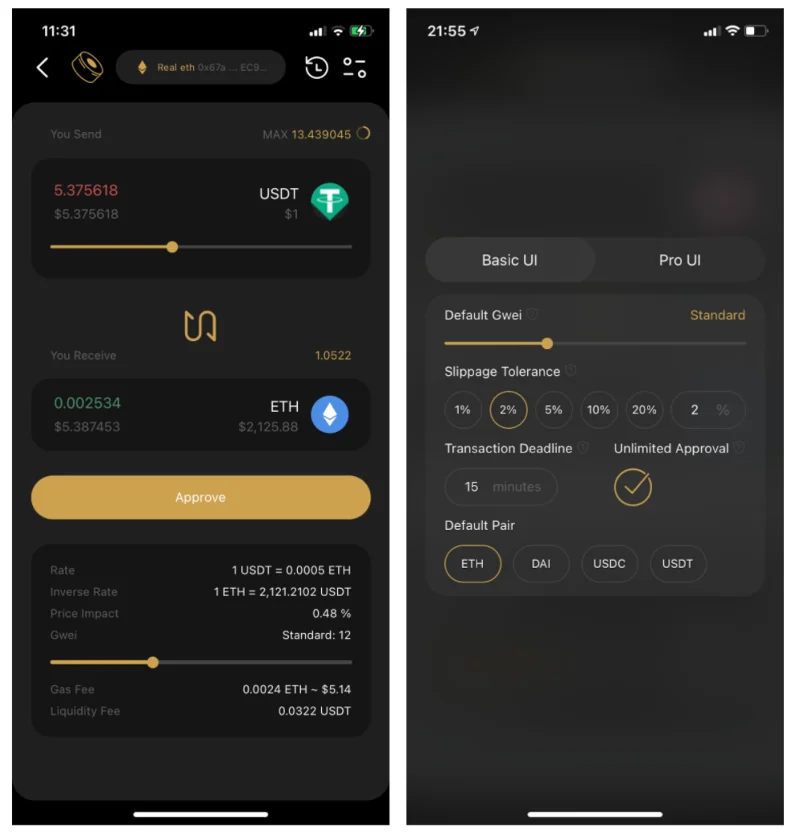 Instrucțiuni pentru utilizarea SushiSwap direct pe Coin98 Super App
