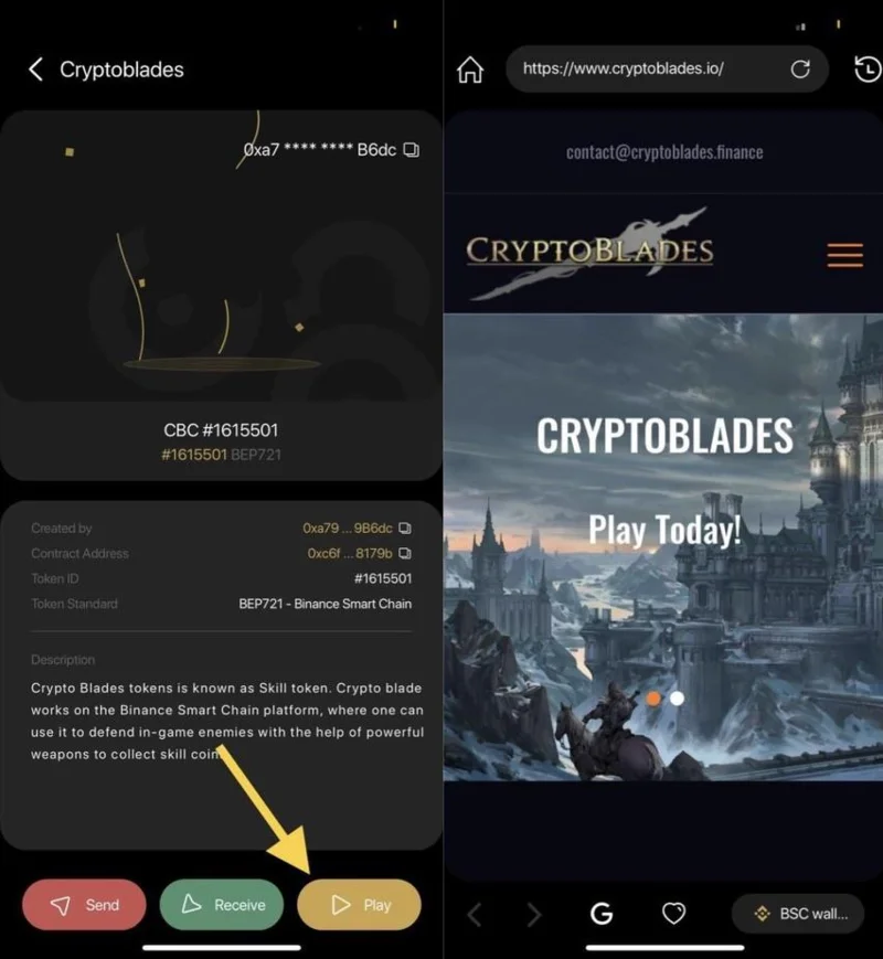 Instructies voor het spelen van het spel CryptoBlades (SKILL) geld verdienen met AZ