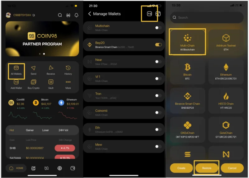 ¿Qué es la billetera Coin98?  Cómo usar la función Wallet en Coin98 Super App de AZ
