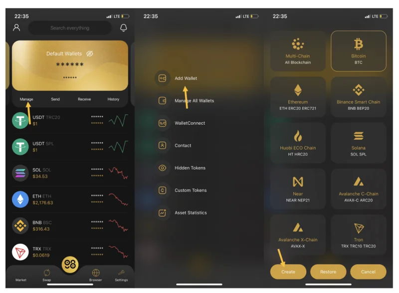 เลือกกระเป๋าเงิน Bitcoin