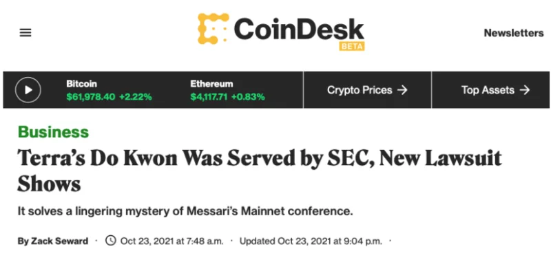 Descreva minuciosamente o processo entre Do Kwon (Terraform Labs) e a SEC em 30 frases curtas