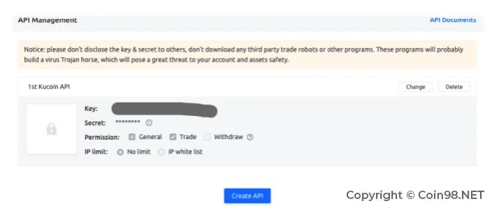 ¿Qué es la clave API?  Nota al usar la clave API en Trade Coin