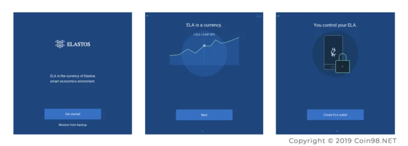 Interfaz de la cartera Elastos