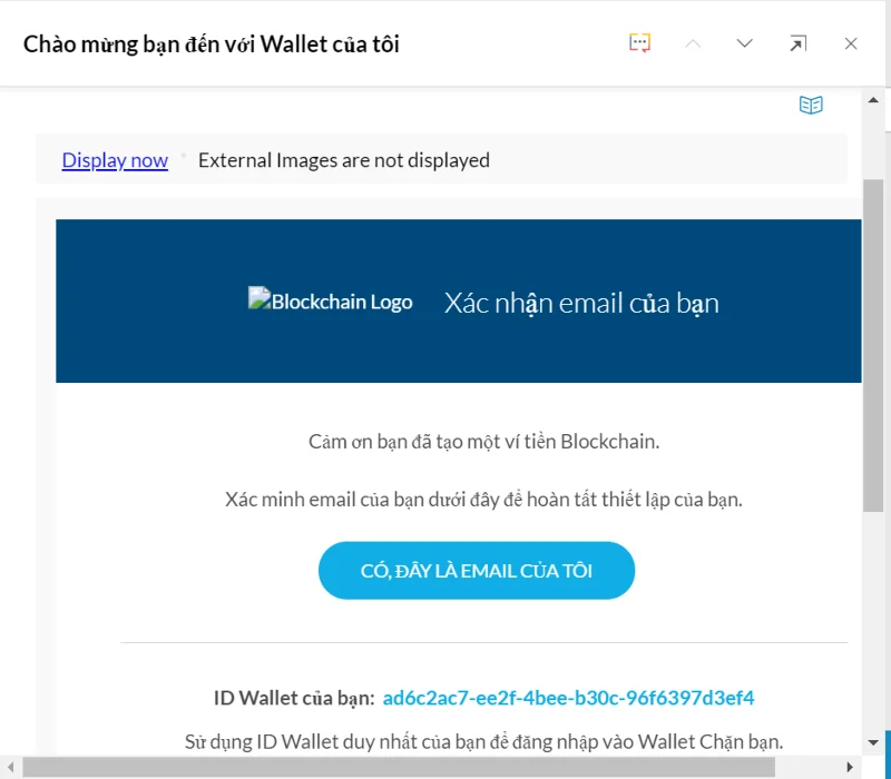 Portfel Blockchain - e-mail weryfikacyjny