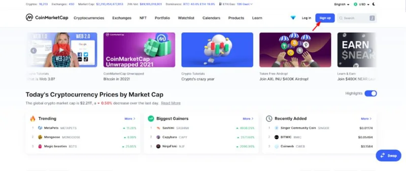 Registro en CoinMarketCap