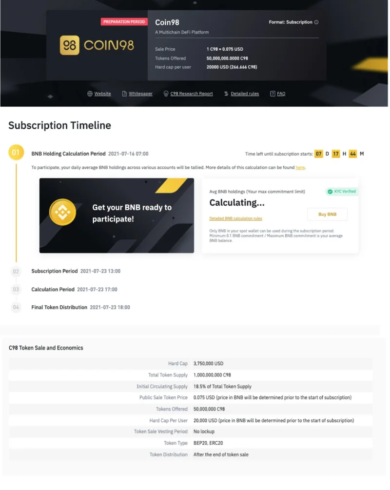04 pasos simples para comprar IEO en Binance Launchpad (2021)