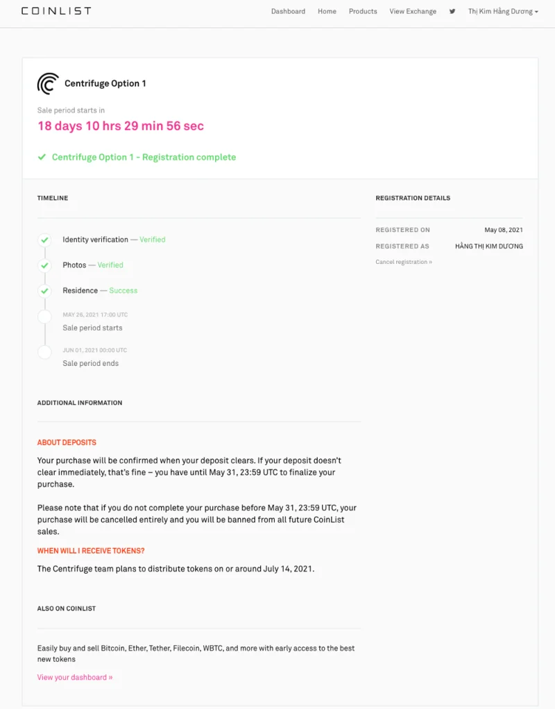 Инструкции по участию в продаже токенов Centrifuge (CFG) на Coinlist подробные и понятные.