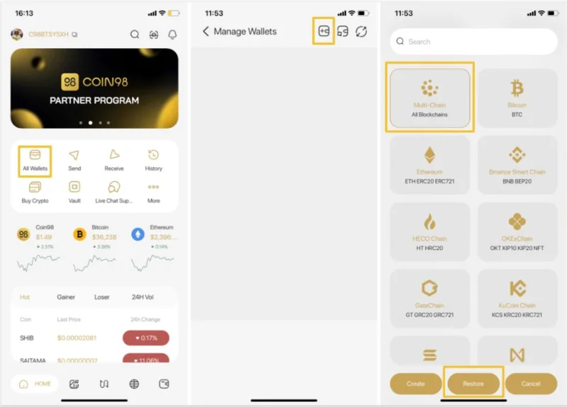 Guía del usuario de Coin98 Wallet para principiantes