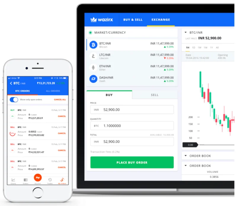 Interface do WazirX
