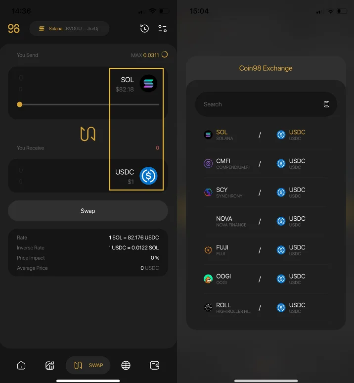 Instructies om Coin98 Exchange rechtstreeks op Coin98 Super App te gebruiken