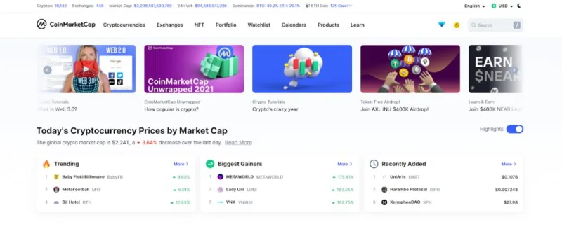 CoinMarketCap - Optimización de inversión en criptomonedas