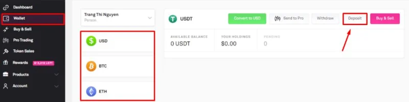 Proceso de depósito en Coinlist