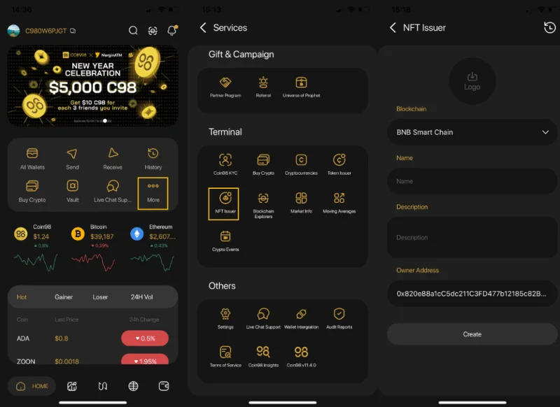 Coin98 Super App NFT Issuer - Crea tu propio NFT en 5 sencillos pasos
