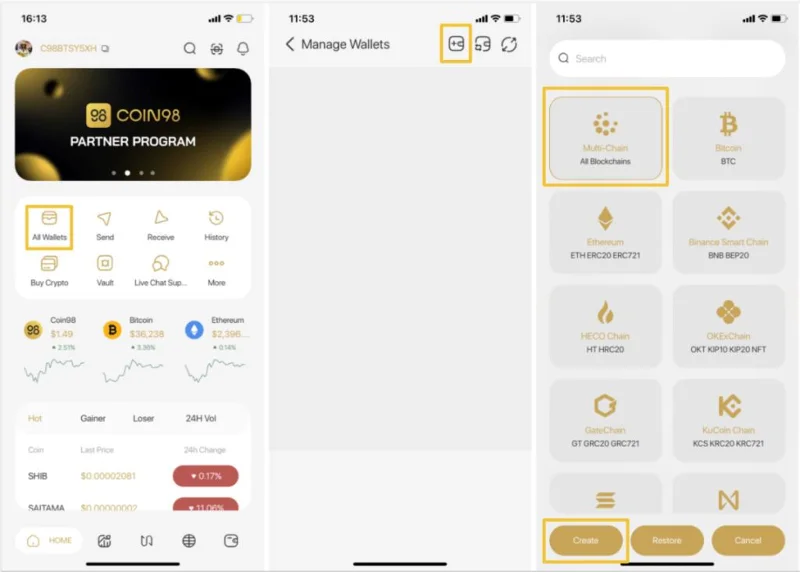 Guía del usuario de Coin98 Wallet para principiantes