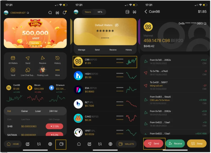 ¿Qué es la billetera Coin98?  Cómo usar la función Wallet en Coin98 Super App de AZ