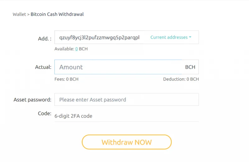Portfel Blockchain - Przenoszenie BCH