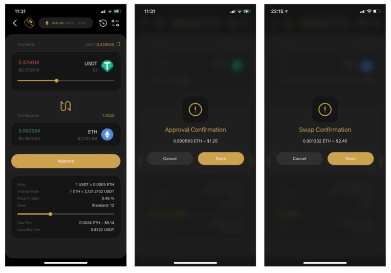 Instrucțiuni pentru utilizarea SushiSwap direct pe Coin98 Super App