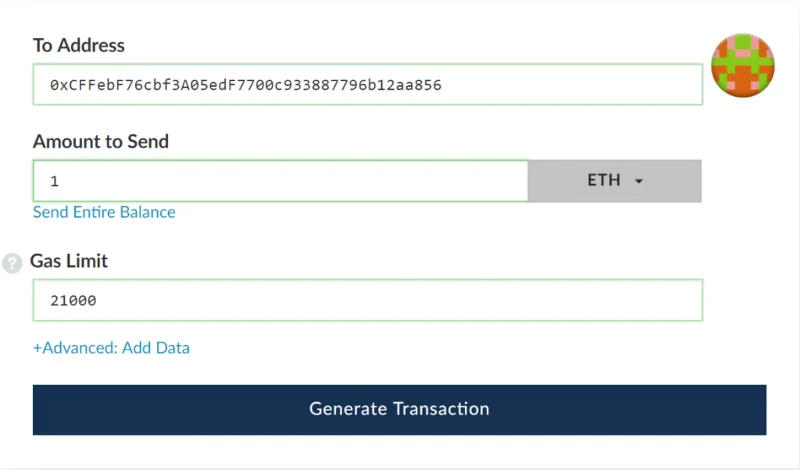 Portfel Blockchain - Przenoszenie ETH