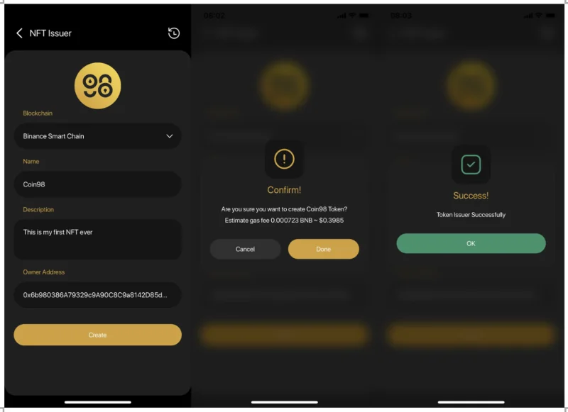 Coin98 Super App NFT Issuer - Crea tu propio NFT en 5 sencillos pasos