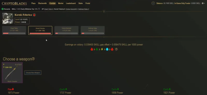 Instructies voor het spelen van het spel CryptoBlades (SKILL) geld verdienen met AZ
