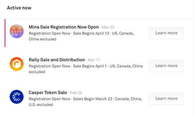 Anweisungen zum Kauf von Sale Casper & MINA Tokens auf Coinlist