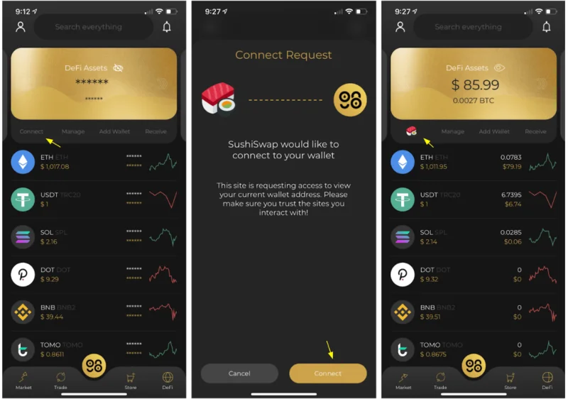 Instrucciones para conectar Coin98 Wallet con SushiSwap