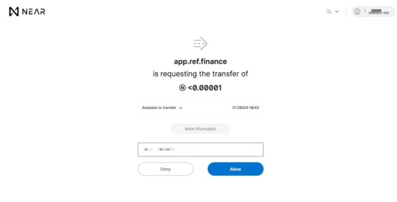 Ref Financeトークン受信