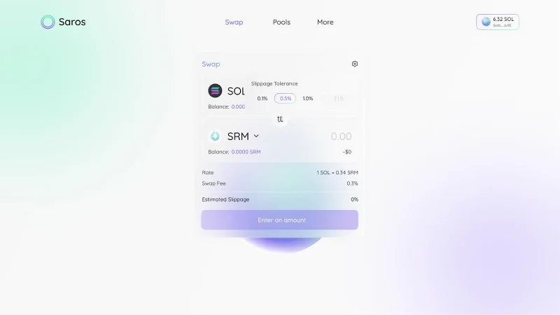 SarosSwap интерфейс