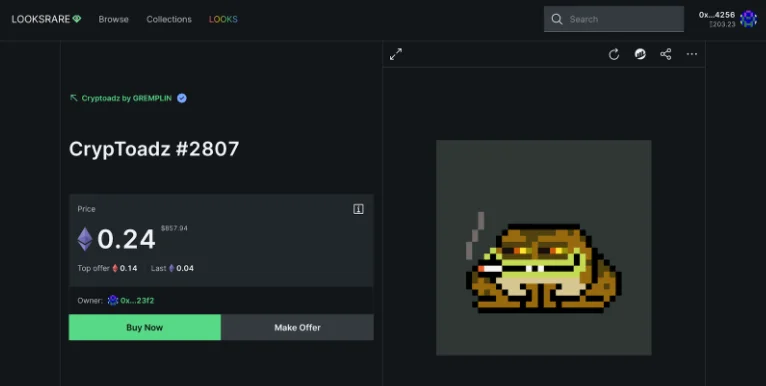 LooksRare interface