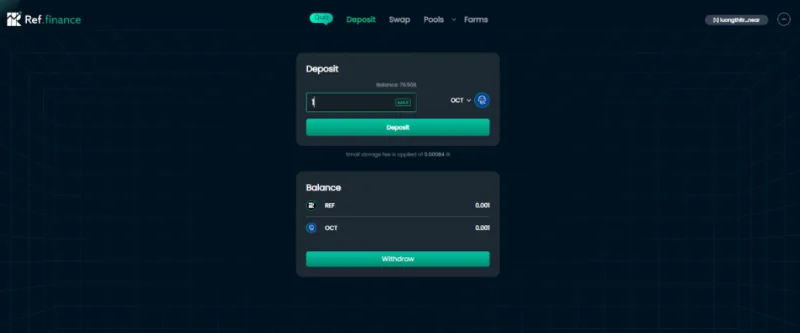 Ref Finance入金手続き