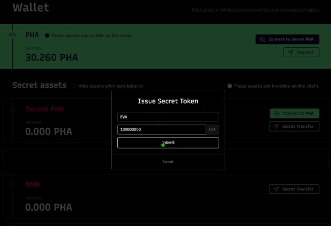 Phala Dark Wallet Interface